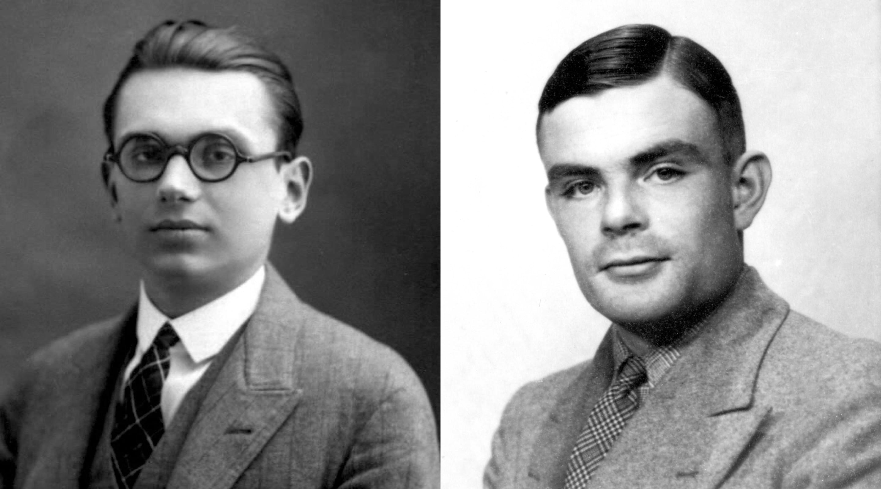 Kurt Gödel（左）和 Alan Turing（右）
